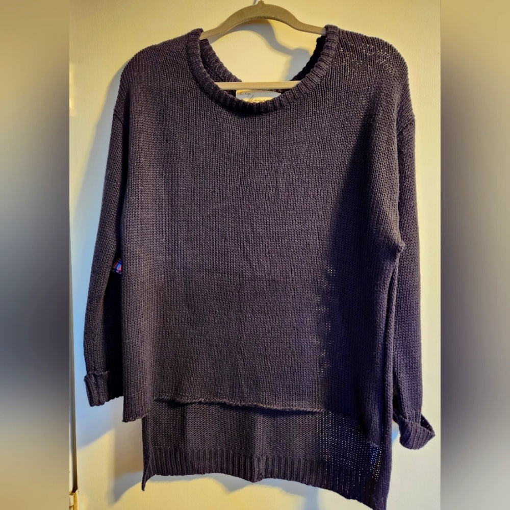 VINTAGE Havana Elbow Patch Sweater Medium Navy